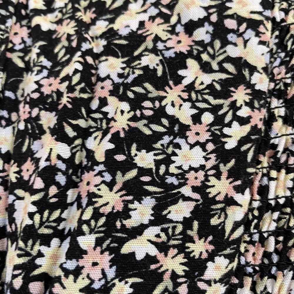 Babydoll Tiered Smocked Floral Dress M Black White Long Sleeve So Goods For Life